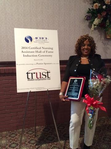Sharon Benjamin nducted into the American College Health Care Administrators Certified Nurses Assistant Hall of Fame