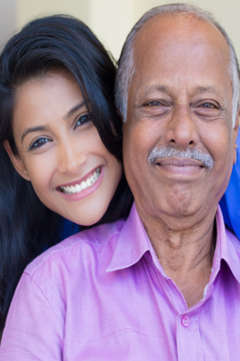 smiling woman with her father