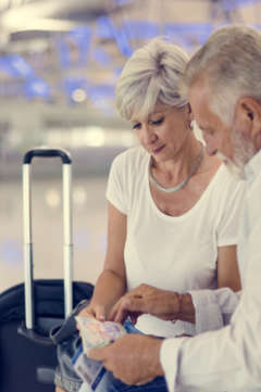 two seniors at the airport