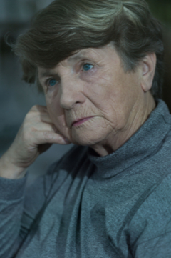 older woman looking upset