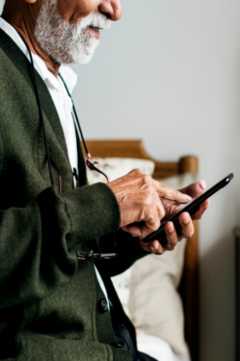 senior man using cell phone