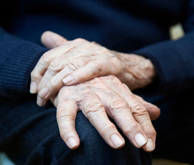 closeup of senior hands