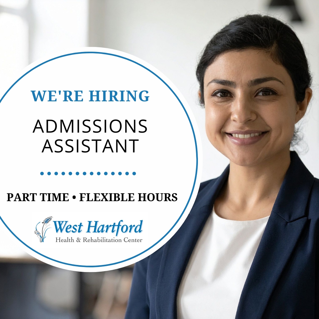 Admissions Assistant welcoming new resident at West Hartford Health & Rehabilitation Center